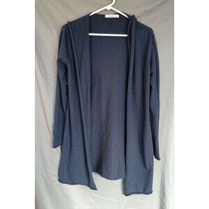 Choklate Designed In Paris Women's Navy Blue Knit Hooded Cardigan with White Sta